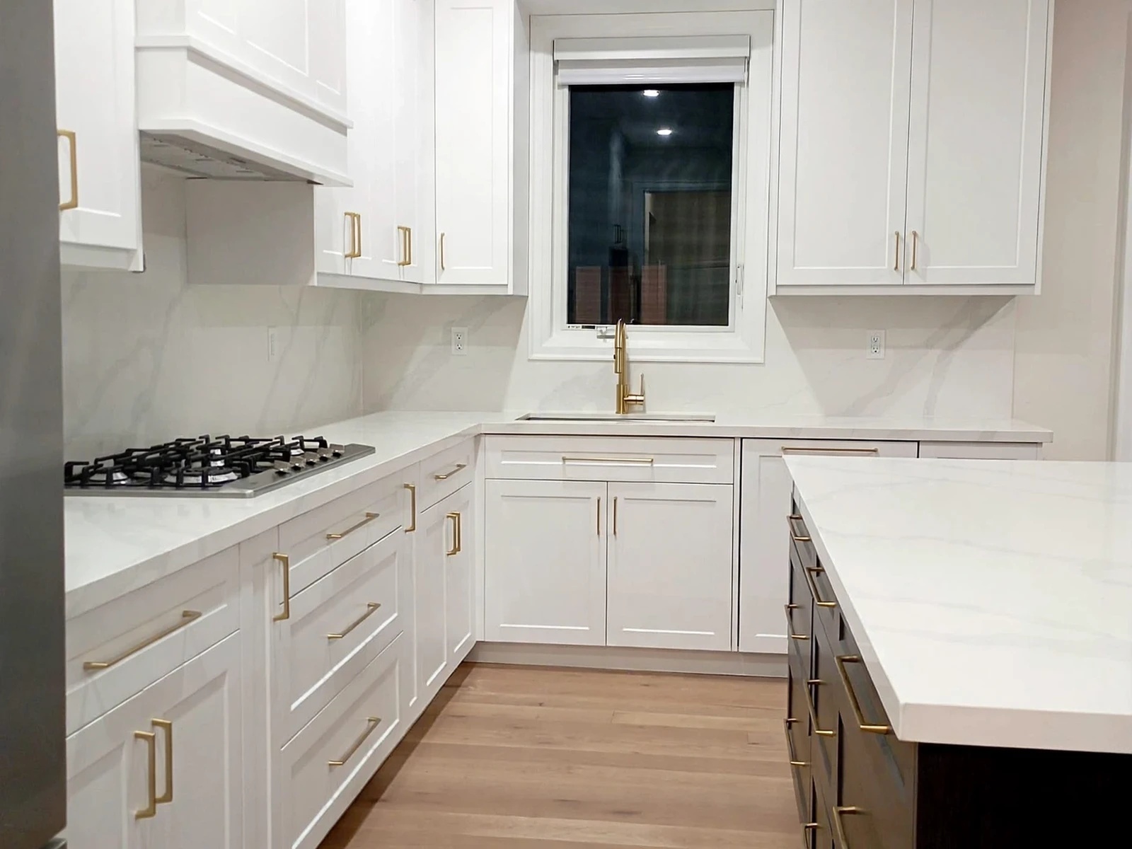 White Shaker Brass Pull Kitchen